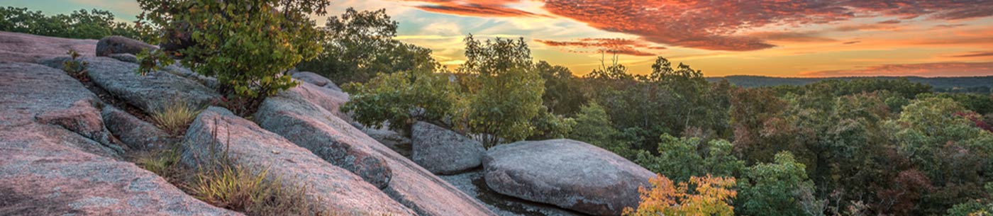 elephant rocks state park scenic view in West Central Missouri